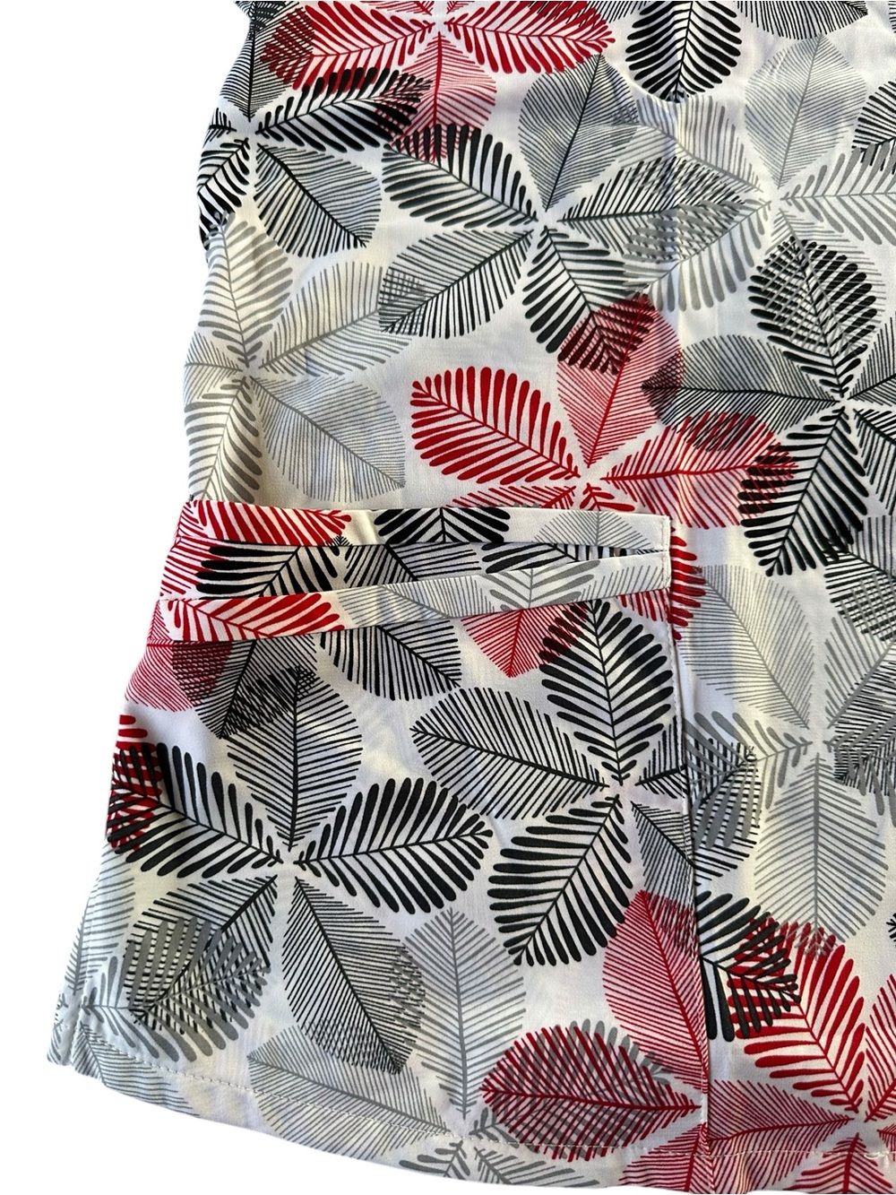 NWT Butter-Soft Stretch V-Neck Leaf Print Scrub Top — Pink & Gray XL - Picture 5 of 12